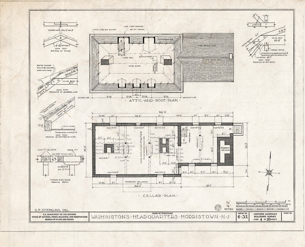Historic Pictoric : Blueprint HABS NJ,14-MORTO,2- (Sheet 4 of 27) - Colonel Jacob Ford Jr. House, 230 Morris Street, Morristown, Morris County, NJ
