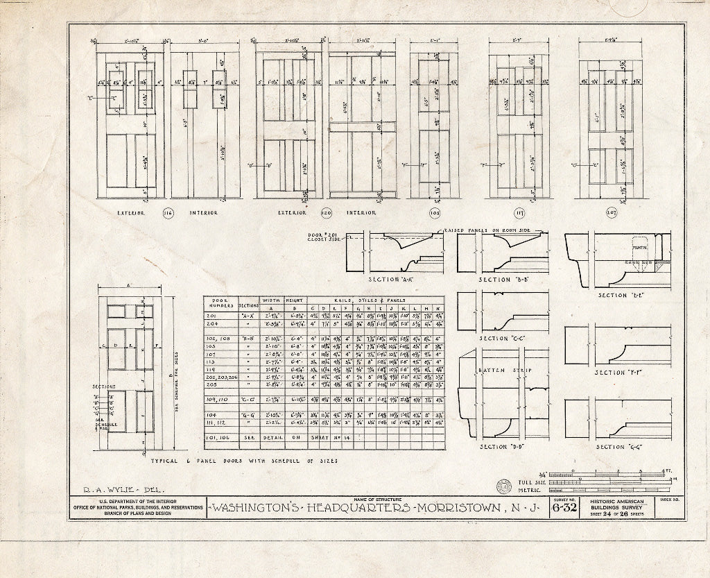Historic Pictoric : Blueprint HABS NJ,14-MORTO,2- (Sheet 24 of 27) - Colonel Jacob Ford Jr. House, 230 Morris Street, Morristown, Morris County, NJ