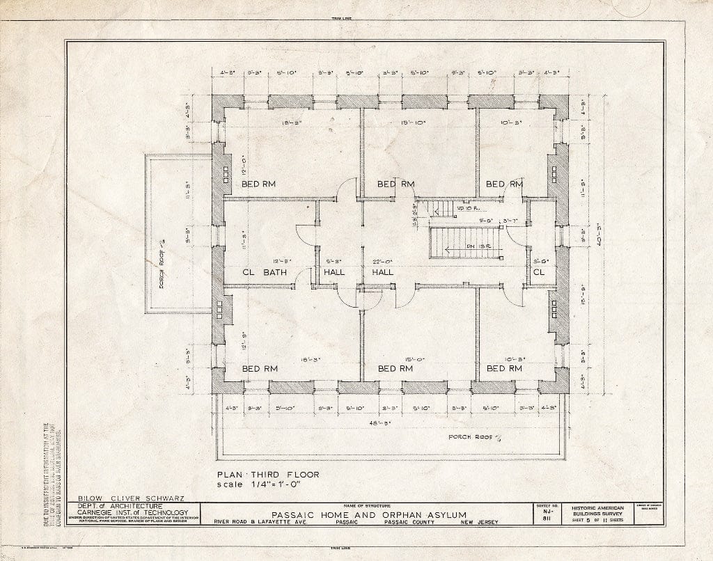 Historic Pictoric : Blueprint HABS NJ,16-PASA,4- (Sheet 5 of 11) - Passaic Home & Orphan Asylum, River Road & Lafayette Avenue, Passaic, Passaic County, NJ