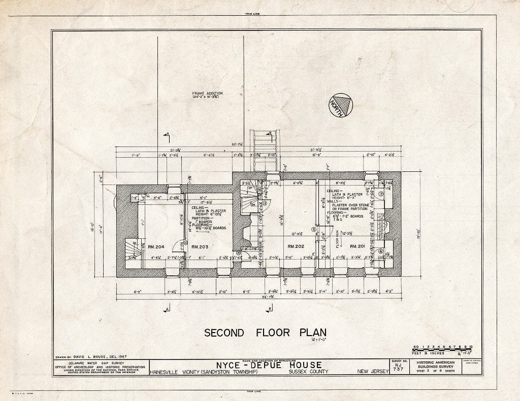 Historic Pictoric : Blueprint HABS NJ,19-HAIN.V,1- (Sheet 3 of 9) - Nyce-Depue Farm, Old Mine Road, Hainesville, Sussex County, NJ