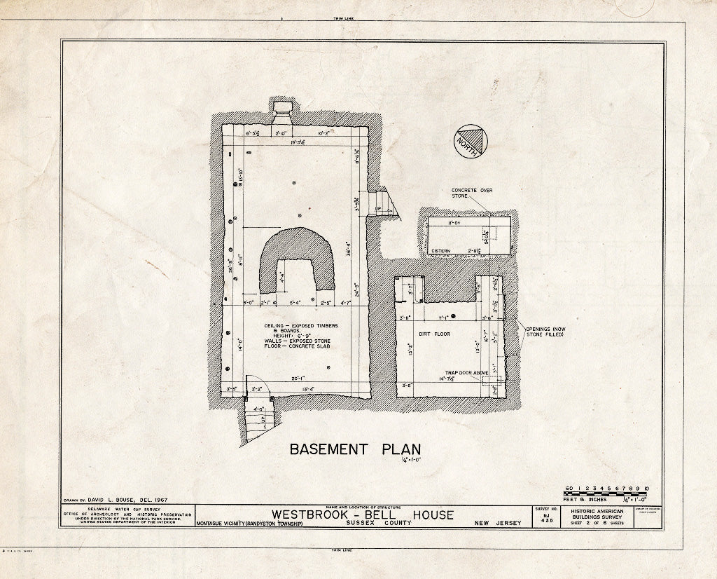 Historic Pictoric : Blueprint HABS NJ,19-HOPAT.V,2- (Sheet 2 of 6) - Westbrook-Bell House, Old Mine Road, Sandyston Township, Hainesville, Sussex County, NJ
