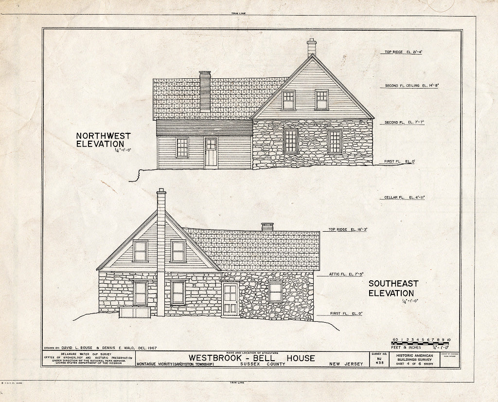 Historic Pictoric : Blueprint HABS NJ,19-HOPAT.V,2- (Sheet 4 of 6) - Westbrook-Bell House, Old Mine Road, Sandyston Township, Hainesville, Sussex County, NJ