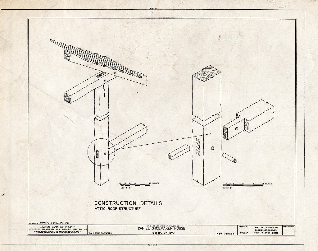 Historic Pictoric : Blueprint HABS NJ,19-WALPAC.V,1-A- (Sheet 10 of 11) - Daniel Shoemaker Farm, House, Wallpack Center, Sussex County, NJ