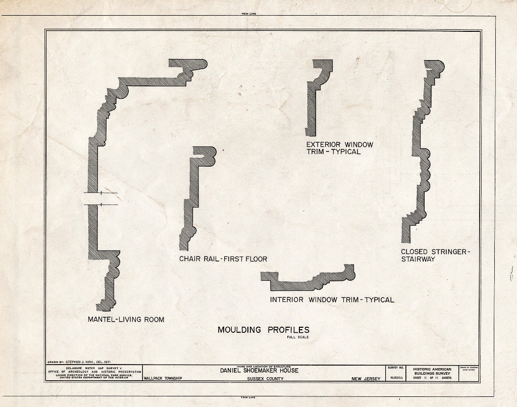 Historic Pictoric : Blueprint HABS NJ,19-WALPAC.V,1-A- (Sheet 11 of 11) - Daniel Shoemaker Farm, House, Wallpack Center, Sussex County, NJ
