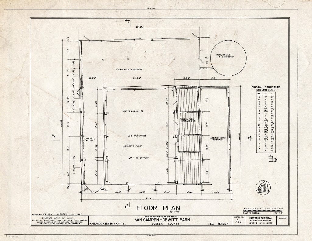 Historic Pictoric : Blueprint HABS NJ,19-WALPAC.V,3- (Sheet 2 of 6) - Van Campen-Dewitt Barn, Wallpack Center, Sussex County, NJ
