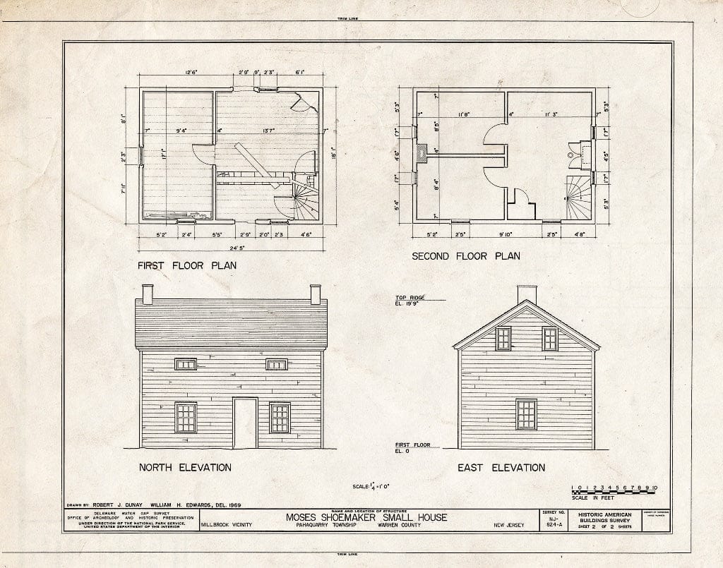 Historic Pictoric : Blueprint HABS NJ,21-MILBRO.V,2-A- (Sheet 2 of 2) - Moses Shoemaker Farm, Small House, Millbrook, Warren County, NJ
