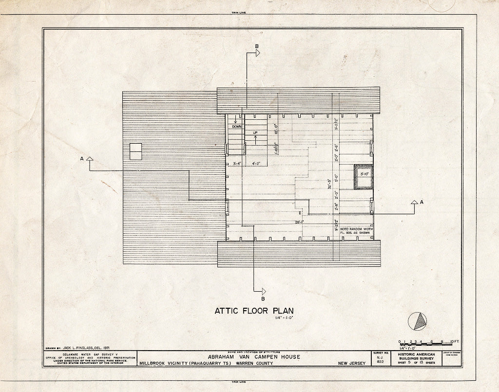 Historic Pictoric : Blueprint HABS NJ,21-MILBRO.V,4- (Sheet 5 of 13) - Abraham Van Campen House, Old Mine Road, Millbrook, Warren County, NJ
