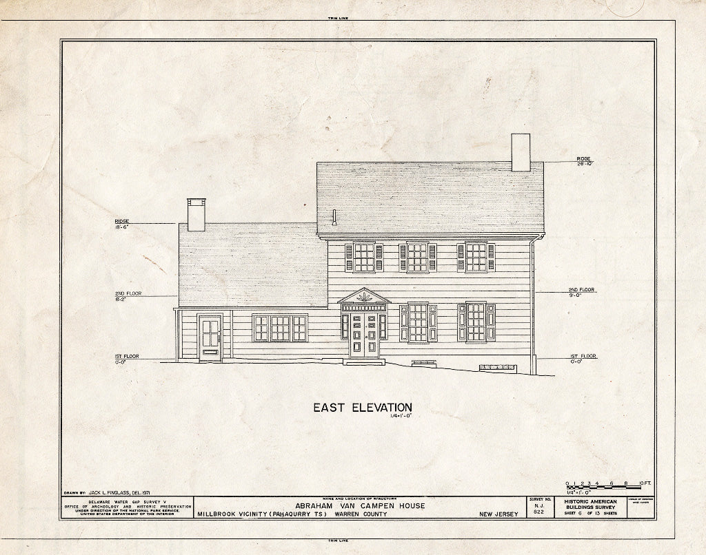 Historic Pictoric : Blueprint HABS NJ,21-MILBRO.V,4- (Sheet 6 of 13) - Abraham Van Campen House, Old Mine Road, Millbrook, Warren County, NJ