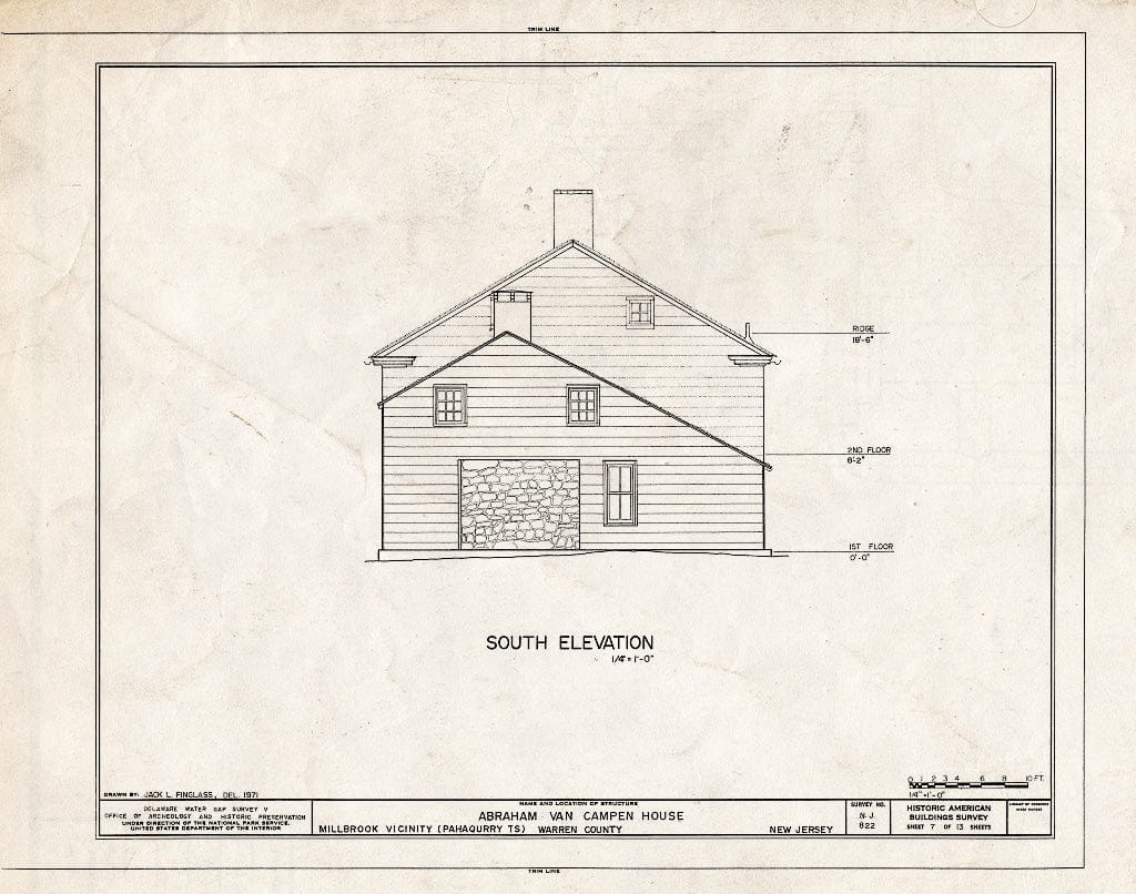 Historic Pictoric : Blueprint HABS NJ,21-MILBRO.V,4- (Sheet 7 of 13) - Abraham Van Campen House, Old Mine Road, Millbrook, Warren County, NJ