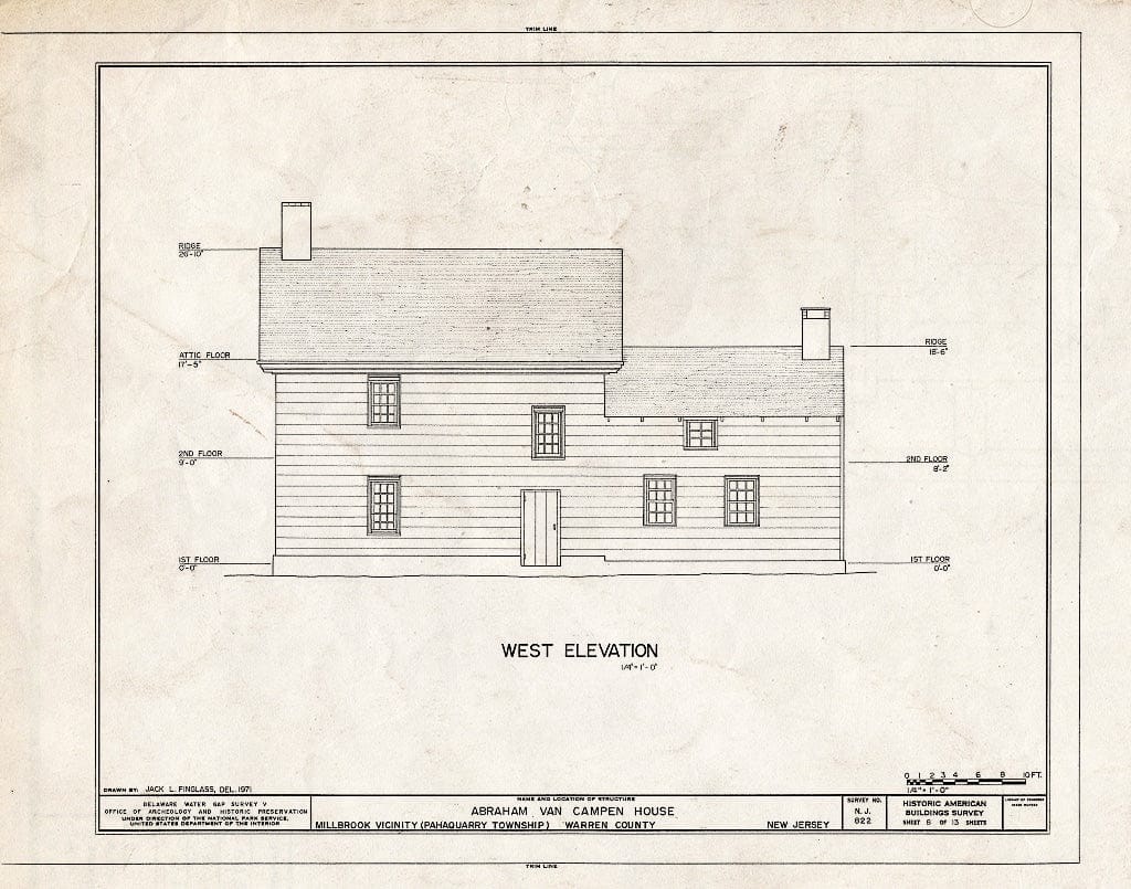 Historic Pictoric : Blueprint HABS NJ,21-MILBRO.V,4- (Sheet 8 of 13) - Abraham Van Campen House, Old Mine Road, Millbrook, Warren County, NJ