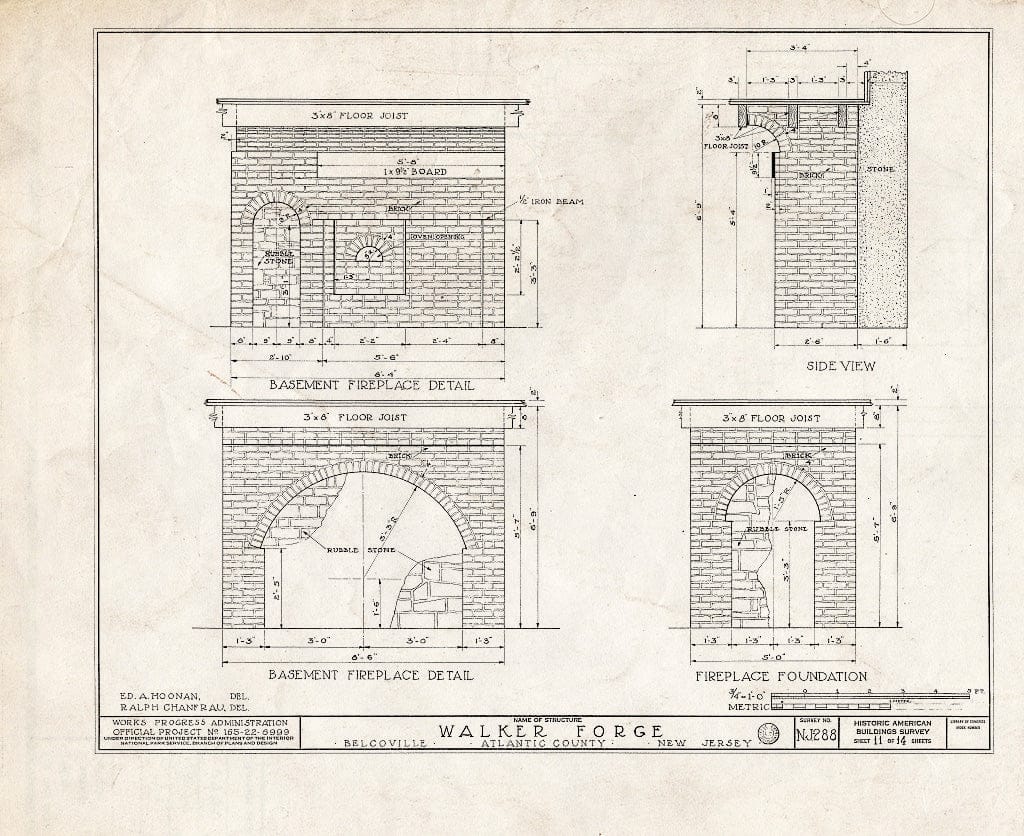 Historic Pictoric : Blueprint HABS NJ,1-Mayla.V,1- (Sheet 11 of 14) - Walker Forge Mansion, Mays Landing, Atlantic County, NJ