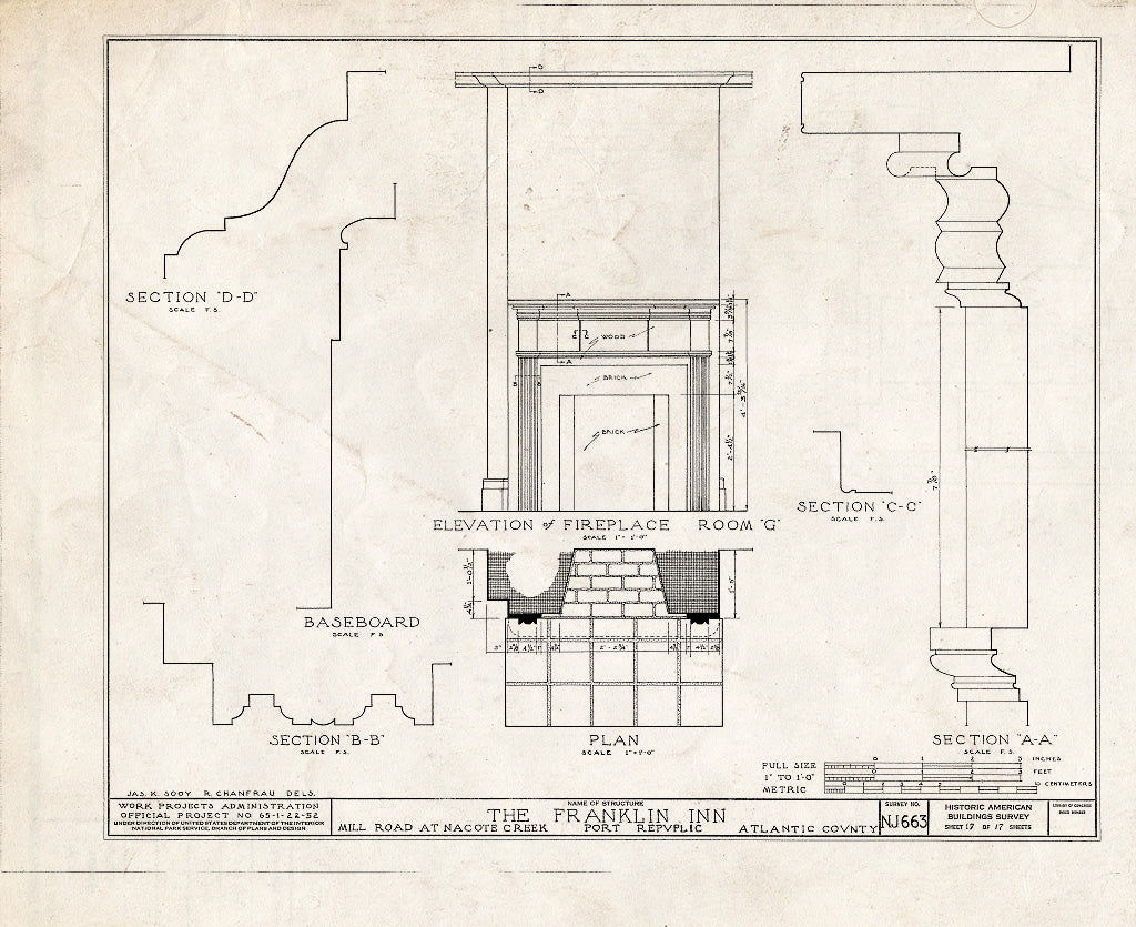 Historic Pictoric : Blueprint HABS NJ,1-POREP,2- (Sheet 17 of 17) - Franklin Inn & Store, Mill Road, Port Republic, Atlantic County, NJ