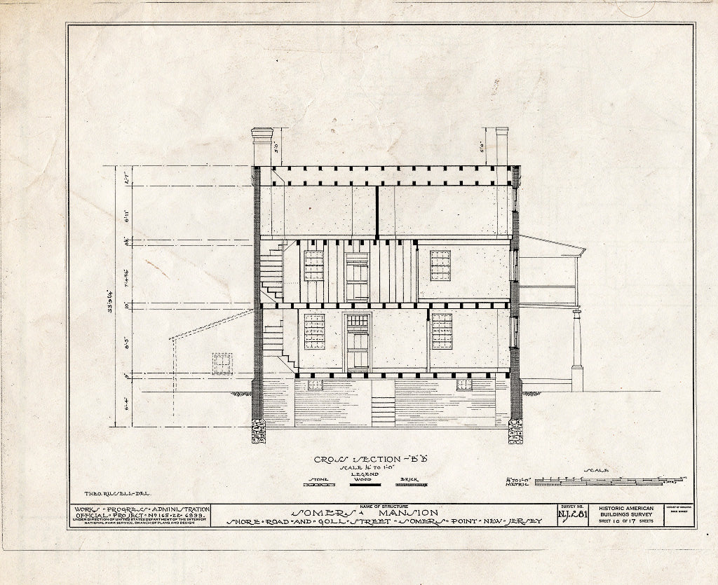 Historic Pictoric : Blueprint HABS NJ,1-SOMPO,1- (Sheet 10 of 17) - Somers Mansion, Shore Road & Goll Street, Somers Point, Atlantic County, NJ