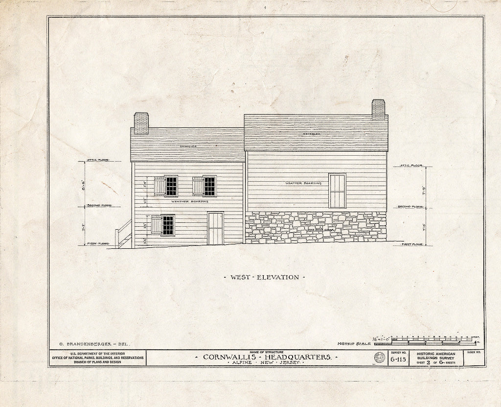 Historic Pictoric : Blueprint HABS NJ,2-ALP,1- (Sheet 2 of 6) - Cornwallis Headquarters, Palisade Interstate Park, Alpine, Bergen County, NJ