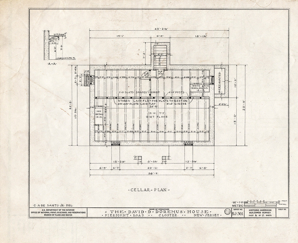 Historic Pictoric : Blueprint HABS NJ,2-Clost,1- (Sheet 6 of 11) - David D. Doremus House, Piermont Road, Closter, Bergen County, NJ