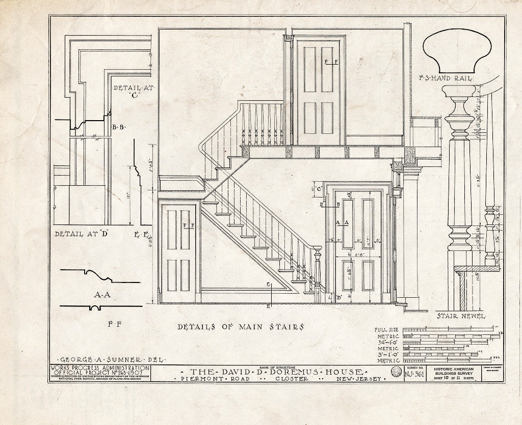 Historic Pictoric : Blueprint HABS NJ,2-Clost,1- (Sheet 10 of 11) - David D. Doremus House, Piermont Road, Closter, Bergen County, NJ