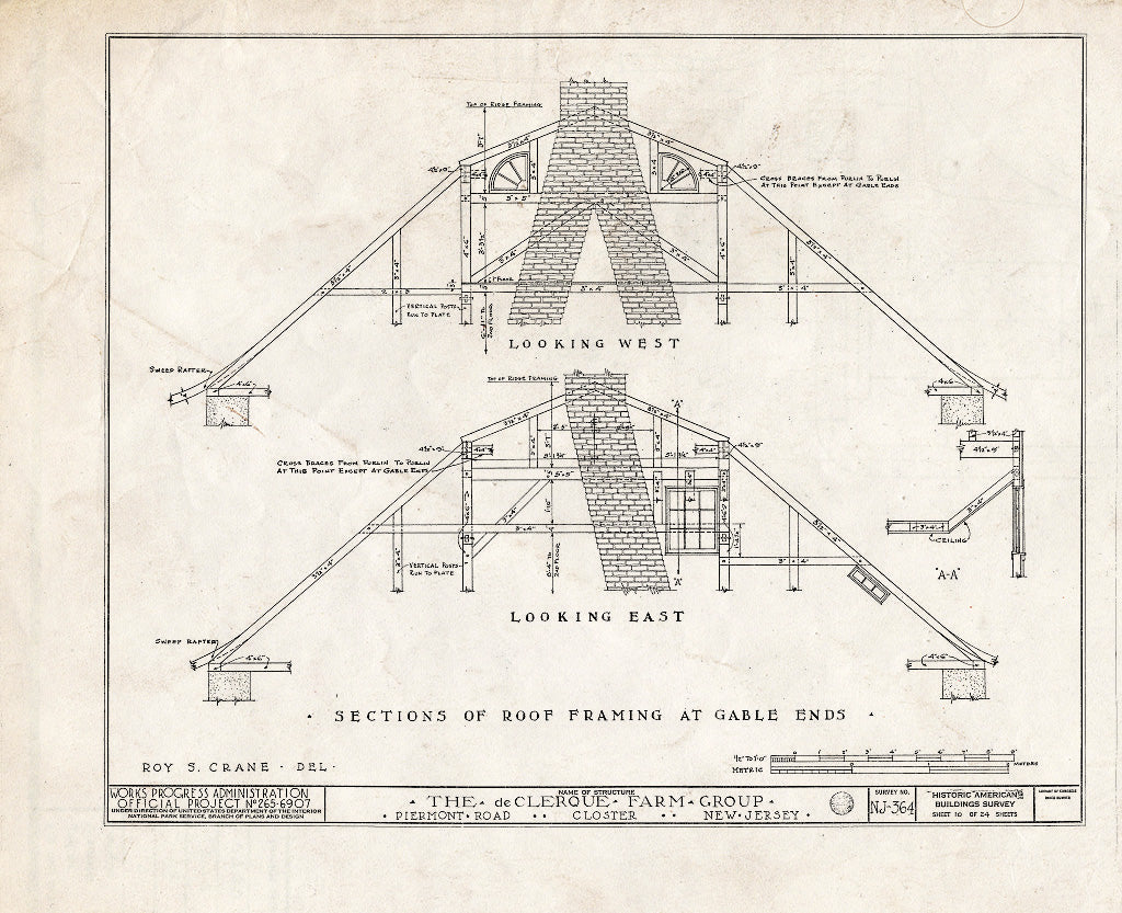 Historic Pictoric : Blueprint HABS NJ,2-Clost,3- (Sheet 10 of 24) - DE Clerque Farm Group, Piermont Road, Closter, Bergen County, NJ