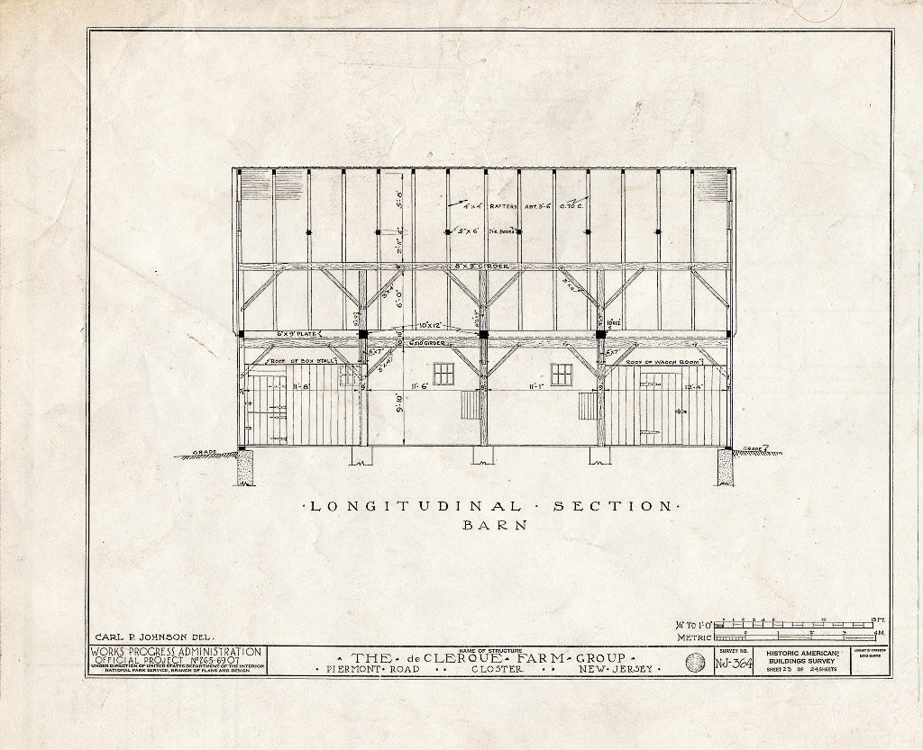 Historic Pictoric : Blueprint HABS NJ,2-Clost,3- (Sheet 23 of 24) - DE Clerque Farm Group, Piermont Road, Closter, Bergen County, NJ