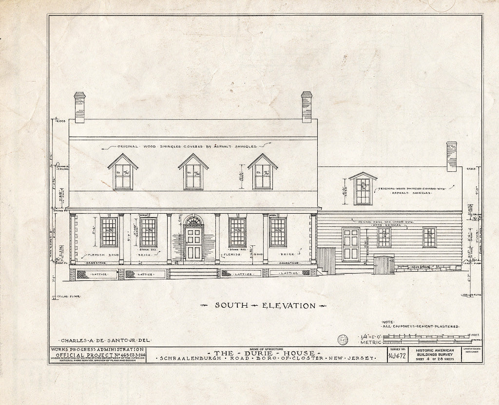 Historic Pictoric : Blueprint HABS NJ,2-Clost,4- (Sheet 4 of 28) - Nicholas Durie House, Schraalenburg Road, Closter, Bergen County, NJ