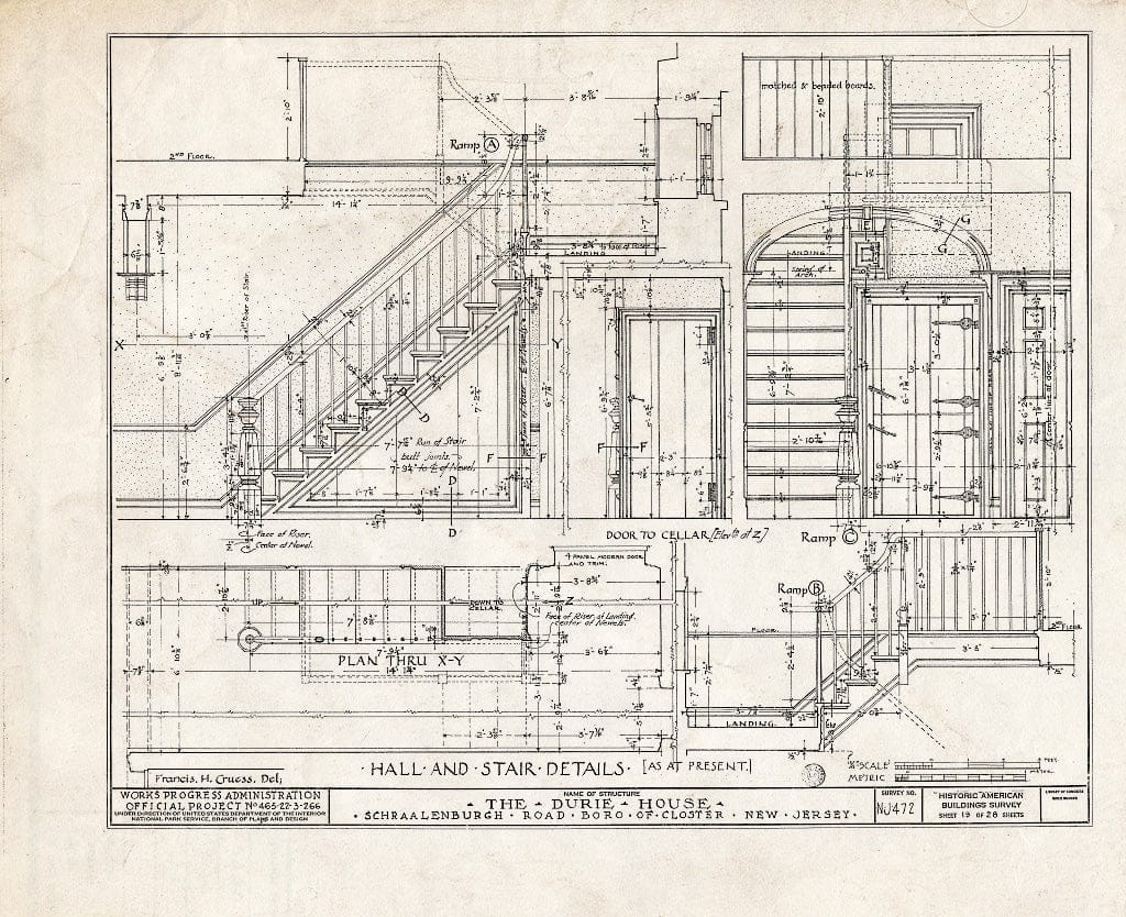 Historic Pictoric : Blueprint HABS NJ,2-Clost,4- (Sheet 19 of 28) - Nicholas Durie House, Schraalenburg Road, Closter, Bergen County, NJ