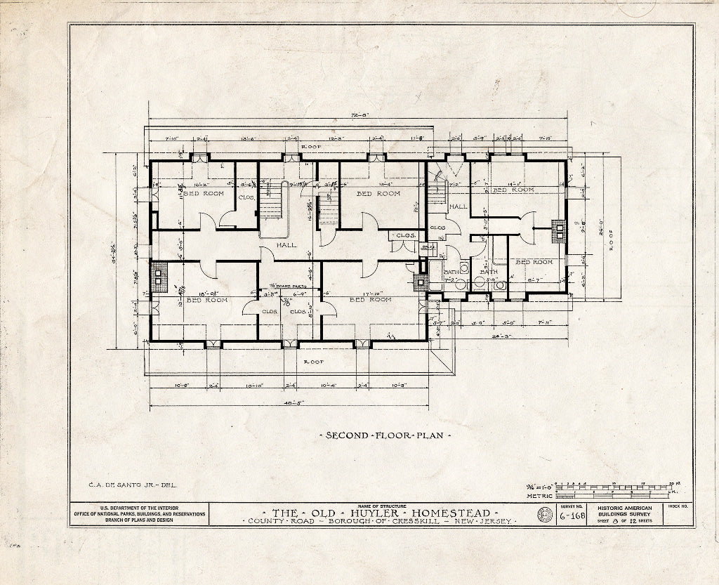 Historic Pictoric : Blueprint HABS NJ,2-CRESK,1- (Sheet 8 of 12) - Captain John Huyler Homestead, 500 County Road, Cresskill, Bergen County, NJ