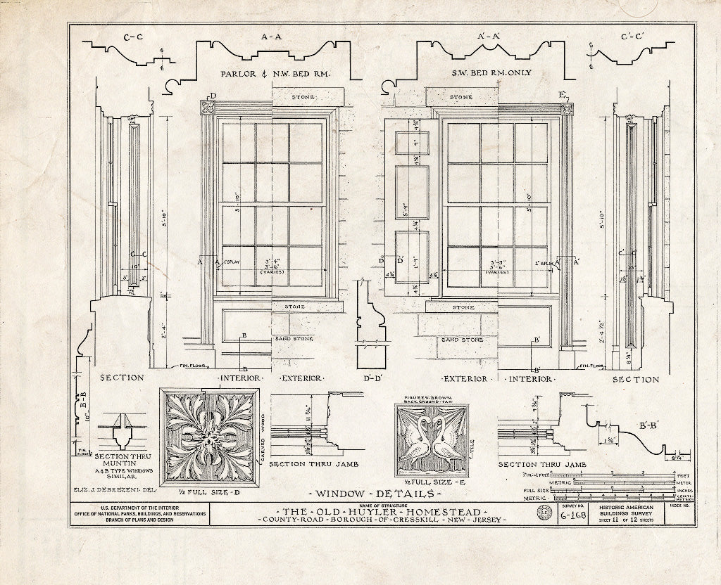Historic Pictoric : Blueprint HABS NJ,2-CRESK,1- (Sheet 11 of 12) - Captain John Huyler Homestead, 500 County Road, Cresskill, Bergen County, NJ