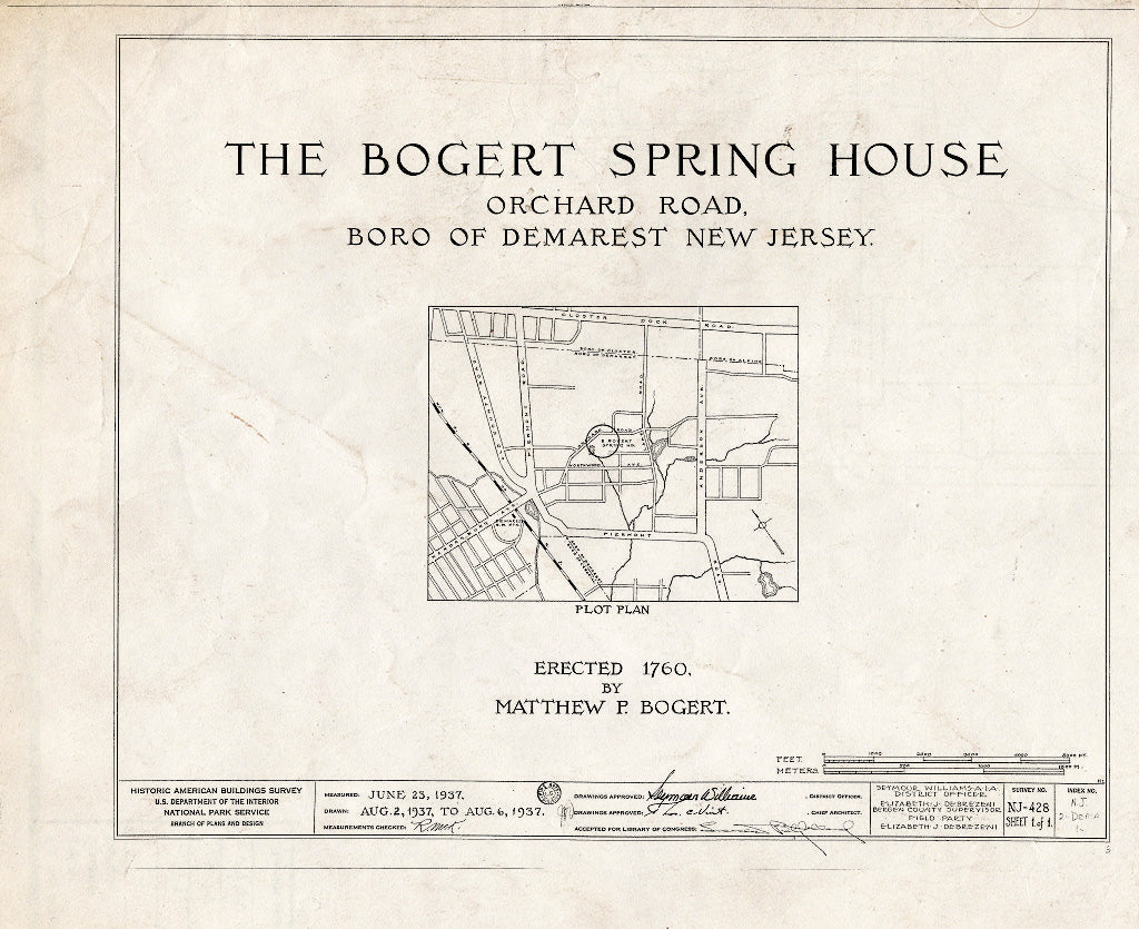 Historic Pictoric : Blueprint HABS NJ,2-DEMA,1- (Sheet 0 of 1) - Matthew P. Bogert Stone Well House, Orchard Road, Demarest, Bergen County, NJ