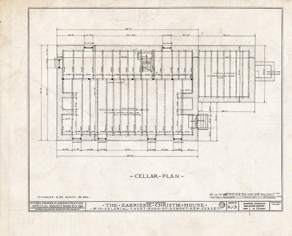 Historic Pictoric : Blueprint HABS NJ,2-DUMO,1- (Sheet 1 of 19) - Zabriskie-Christie House, 10 Colonial Court, Dumont, Bergen County, NJ