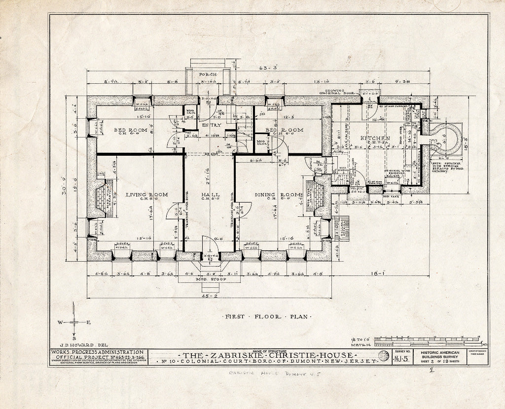 Historic Pictoric : Blueprint HABS NJ,2-DUMO,1- (Sheet 2 of 19) - Zabriskie-Christie House, 10 Colonial Court, Dumont, Bergen County, NJ