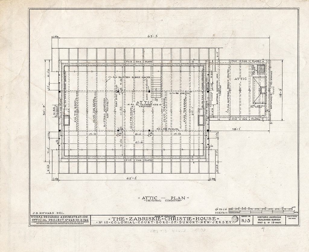 Historic Pictoric : Blueprint HABS NJ,2-DUMO,1- (Sheet 4 of 19) - Zabriskie-Christie House, 10 Colonial Court, Dumont, Bergen County, NJ
