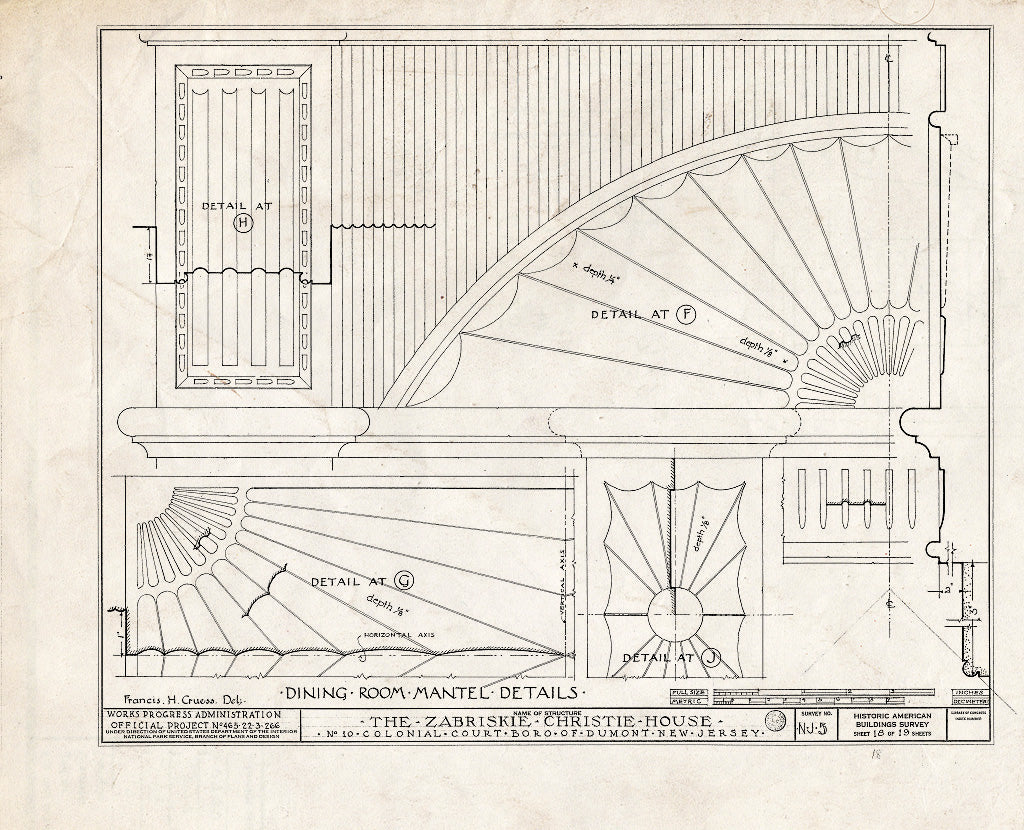Historic Pictoric : Blueprint HABS NJ,2-DUMO,1- (Sheet 18 of 19) - Zabriskie-Christie House, 10 Colonial Court, Dumont, Bergen County, NJ