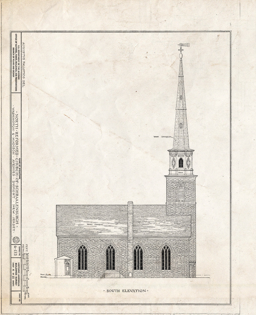 Historic Pictoric : Blueprint HABS NJ,2-DUMO,3- (Sheet 4 of 22) - North Reformed Church of Schraalenburgh, Washington & Madison Avenues, Dumont, Bergen County, NJ