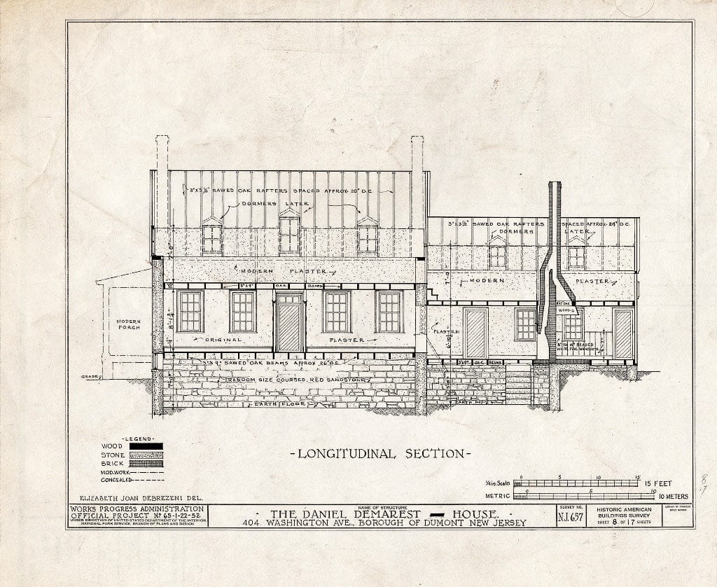 Historic Pictoric : Blueprint HABS NJ,2-DUMO,4- (Sheet 8 of 17) - Daniel Demarest House, 404 Washington Avenue, Dumont, Bergen County, NJ