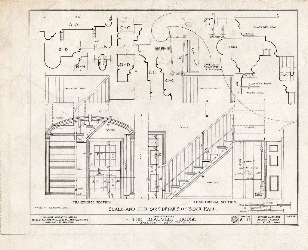 Historic Pictoric : Blueprint HABS NJ,2-EMSO,1- (Sheet 7 of 11) - Blauvelt House, Old Hook Road, Emerson, Bergen County, NJ