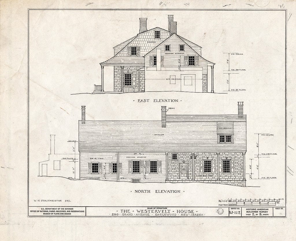 Historic Pictoric : Blueprint HABS NJ,2-ENG,1- (Sheet 2 of 9) - Peter Westervelt House, 290 Grand Avenue, Englewood, Bergen County, NJ
