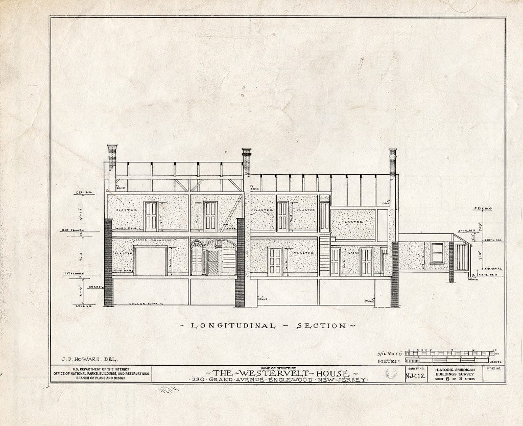 Historic Pictoric : Blueprint HABS NJ,2-ENG,1- (Sheet 6 of 9) - Peter Westervelt House, 290 Grand Avenue, Englewood, Bergen County, NJ