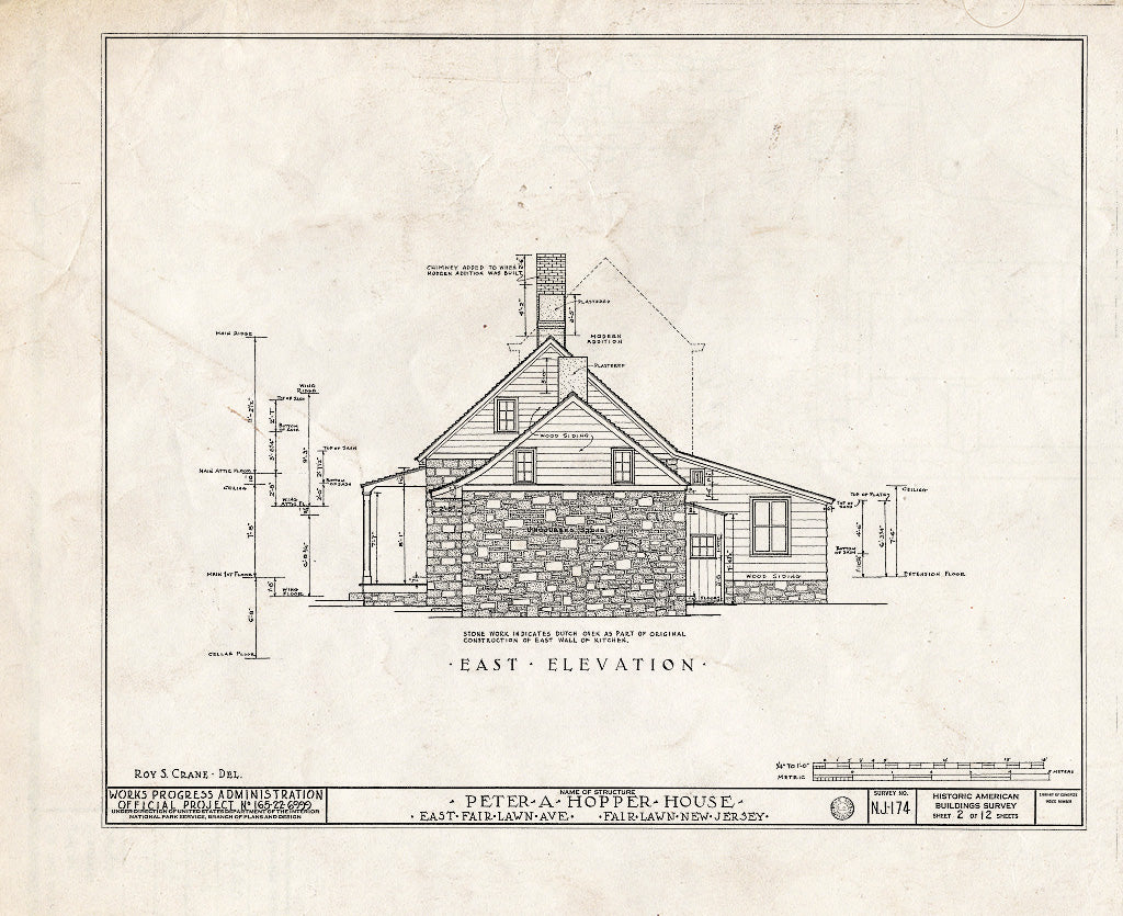Historic Pictoric : Blueprint HABS NJ,2-FAIR,2- (Sheet 2 of 12) - Peter A. Hooper House, East Fair Lawn Avenue, Fair Lawn, Bergen County, NJ