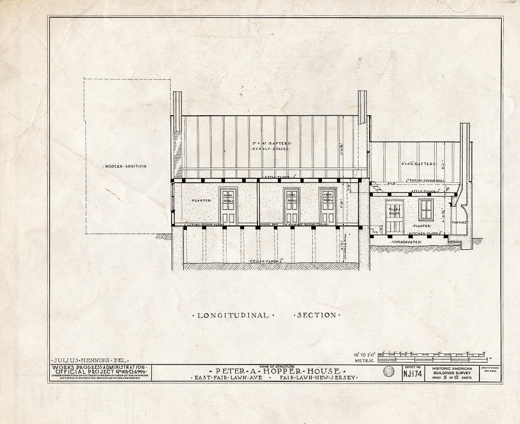 Historic Pictoric : Blueprint HABS NJ,2-FAIR,2- (Sheet 5 of 12) - Peter A. Hooper House, East Fair Lawn Avenue, Fair Lawn, Bergen County, NJ