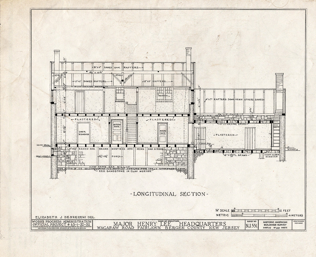 Historic Pictoric : Blueprint HABS NJ,2-FAIR,3- (Sheet 10 of 20) - Major Henry Lee Headquarters, Wagaraw Road, Fair Lawn, Bergen County, NJ
