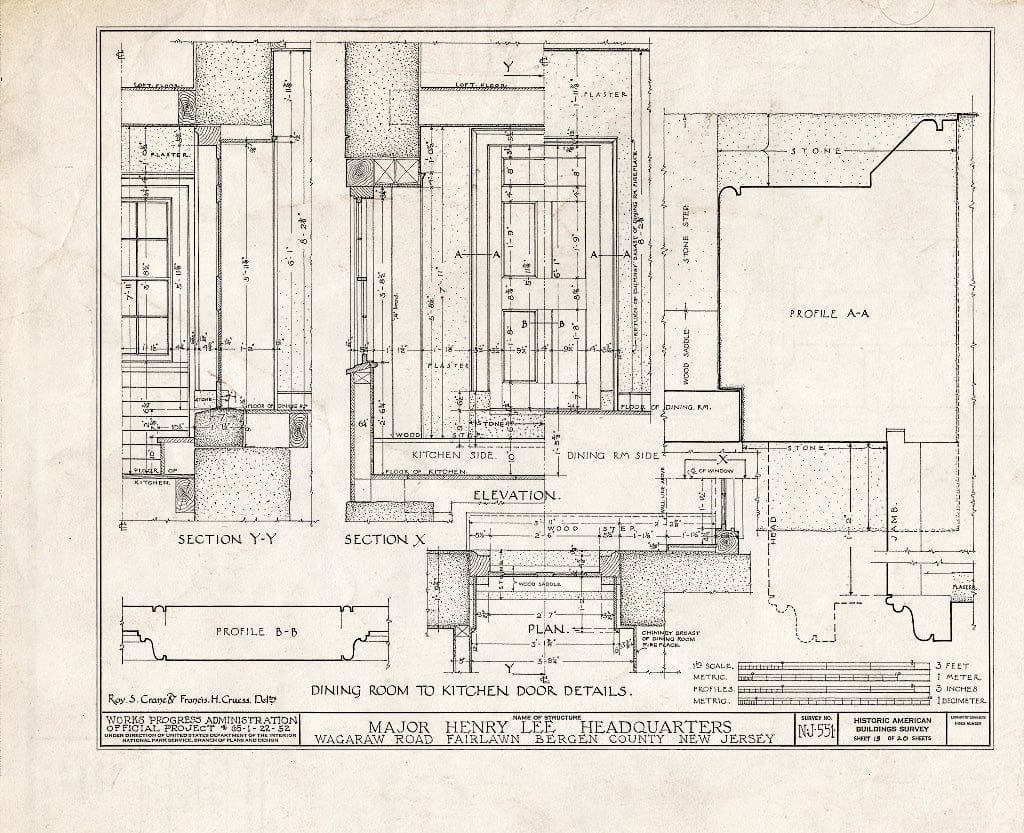Historic Pictoric : Blueprint HABS NJ,2-FAIR,3- (Sheet 19 of 20) - Major Henry Lee Headquarters, Wagaraw Road, Fair Lawn, Bergen County, NJ