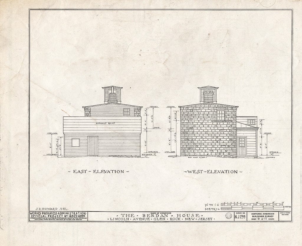 Historic Pictoric : Blueprint HABS NJ,2-Glen,1- (Sheet 6 of 11) - Berdan House, Lincoln Avenue, Glen Rock, Bergen County, NJ