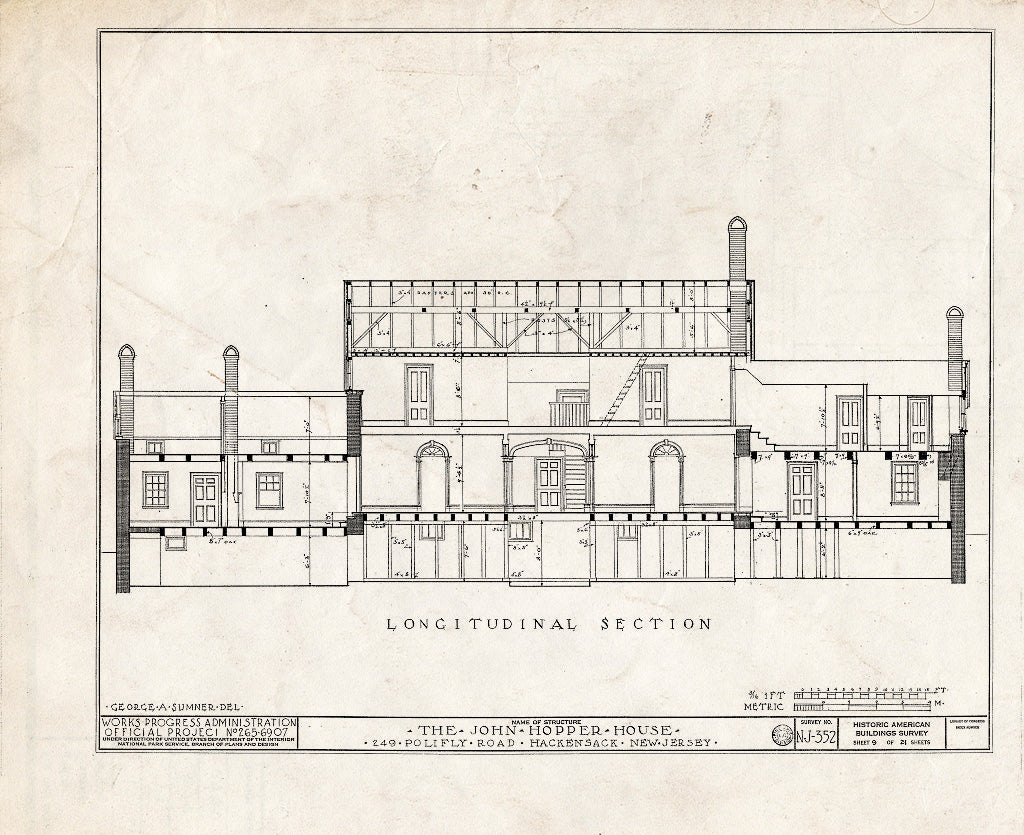 Historic Pictoric : Blueprint HABS NJ,2-HACK,6- (Sheet 9 of 21) - John Hopper House, 249 Polifly Road, Hackensack, Bergen County, NJ