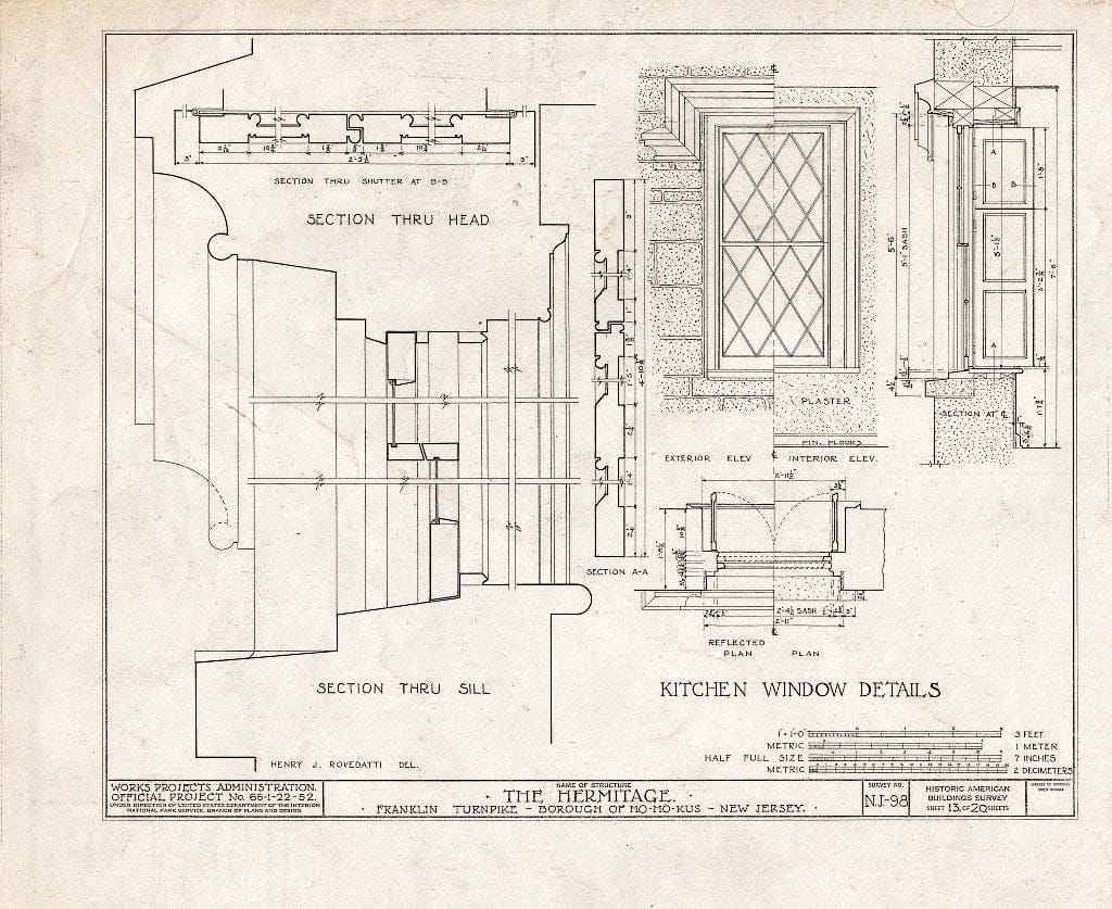 Historic Pictoric : Blueprint HABS NJ,2-HOHO,1- (Sheet 13 of 20) - Hermitage, 335 North Franklin Turnpike, Ho-Ho-Kus, Bergen County, NJ