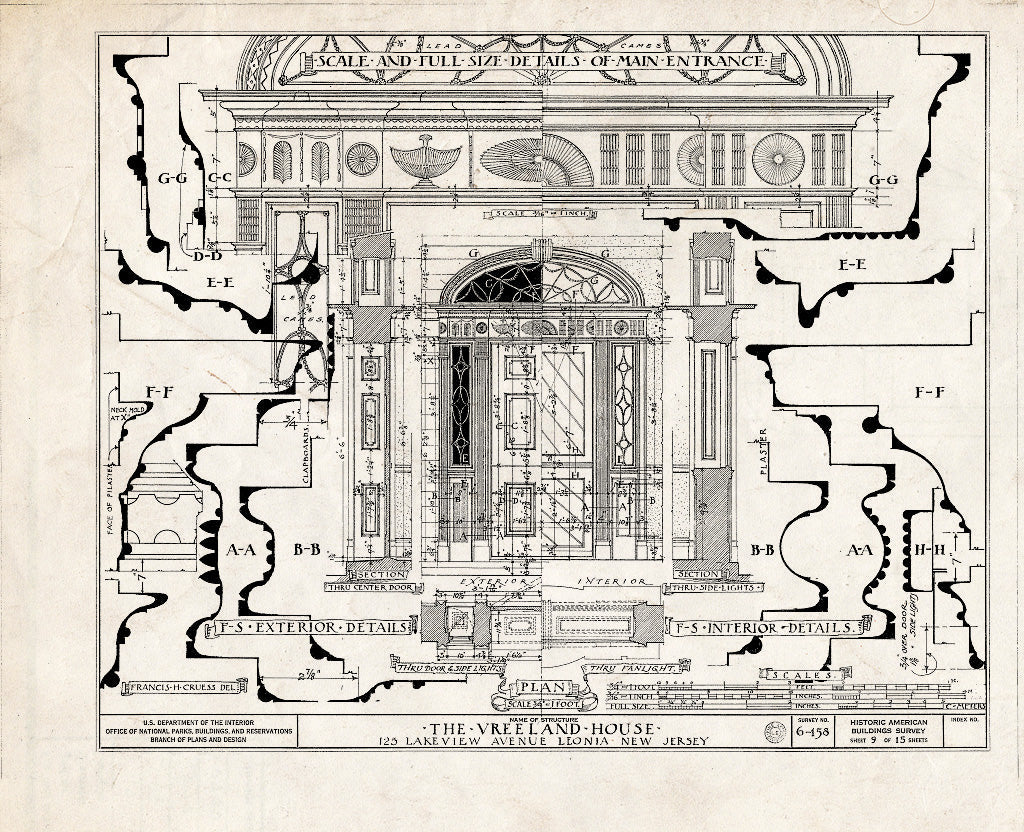 Historic Pictoric : Blueprint HABS NJ,2-Leo,1- (Sheet 9 of 15) - Vreeland House, 125 Lakeview Avenue, Leonia, Bergen County, NJ