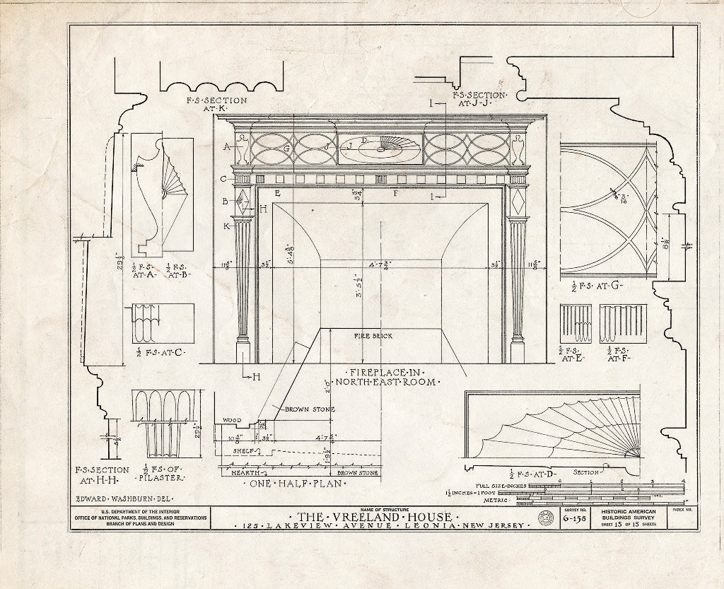 Historic Pictoric : Blueprint HABS NJ,2-Leo,1- (Sheet 15 of 15) - Vreeland House, 125 Lakeview Avenue, Leonia, Bergen County, NJ