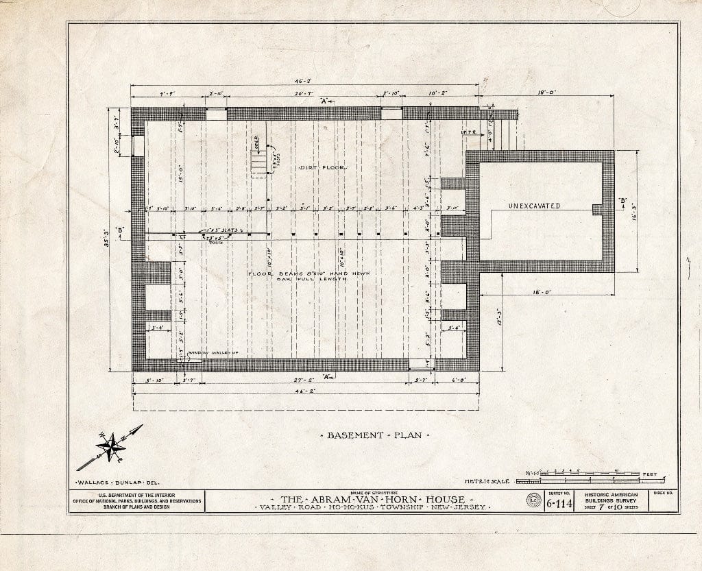 Historic Pictoric : Blueprint HABS NJ,2-MAWA.V,1- (Sheet 7 of 10) - Abram Van Horn House, Valley Road, Ho-Ho-Kus, Bergen County, NJ