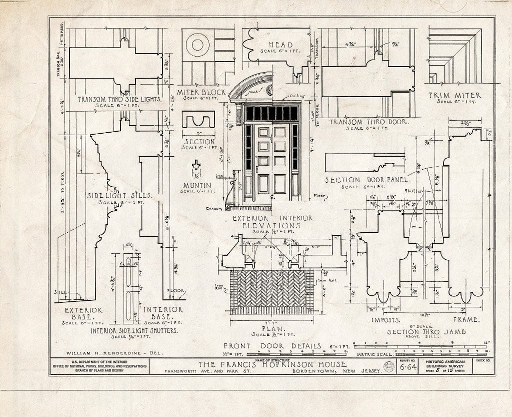 Historic Pictoric : Blueprint HABS NJ,3-Bord,1- (Sheet 5 of 15) - Francis Hopkinson House, Park Street & Farnsworth Avenue, Bordentown, Burlington County, NJ