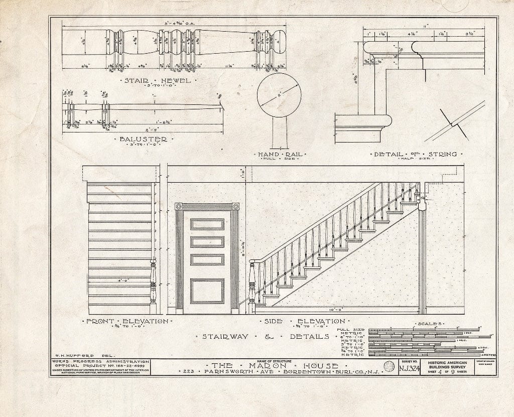 Historic Pictoric : Blueprint HABS NJ,3-Bord,7- (Sheet 4 of 9) - John Lovell-Maron House, 223 Farnsworth Avenue, Bordentown, Burlington County, NJ
