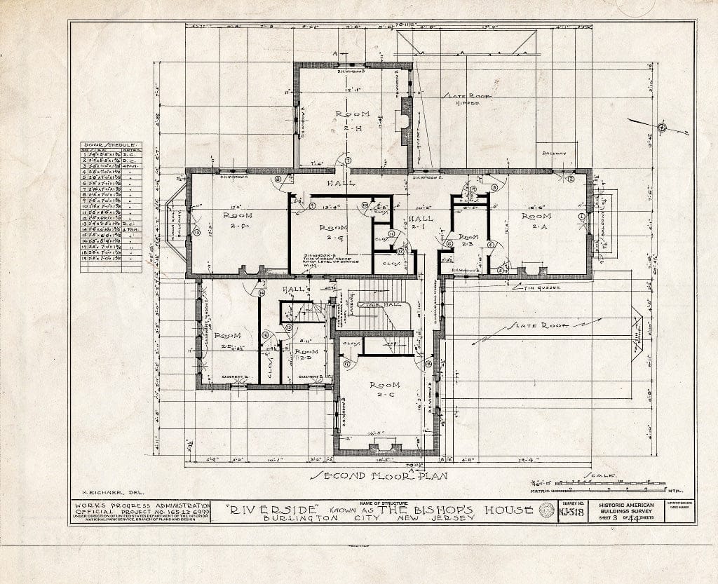 Historic Pictoric : Blueprint HABS NJ,3-BURL,3- (Sheet 3 of 44) - Riverside, West Delaware Street, Burlington, Burlington County, NJ