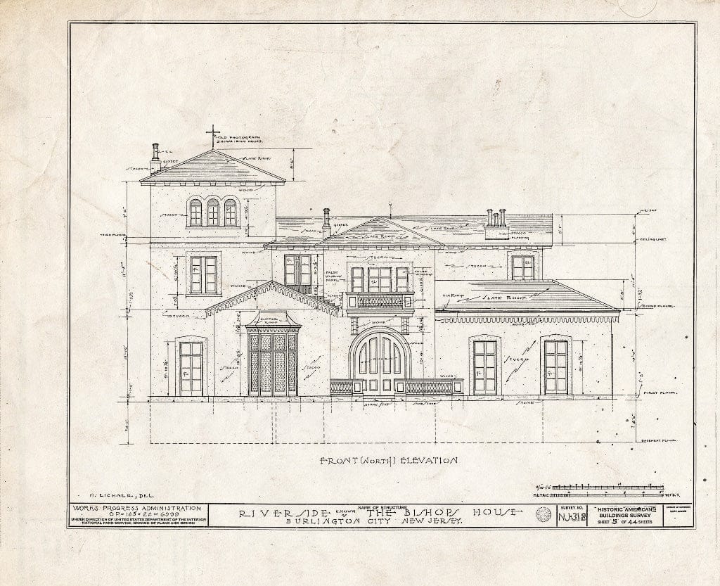 Historic Pictoric : Blueprint HABS NJ,3-BURL,3- (Sheet 5 of 44) - Riverside, West Delaware Street, Burlington, Burlington County, NJ